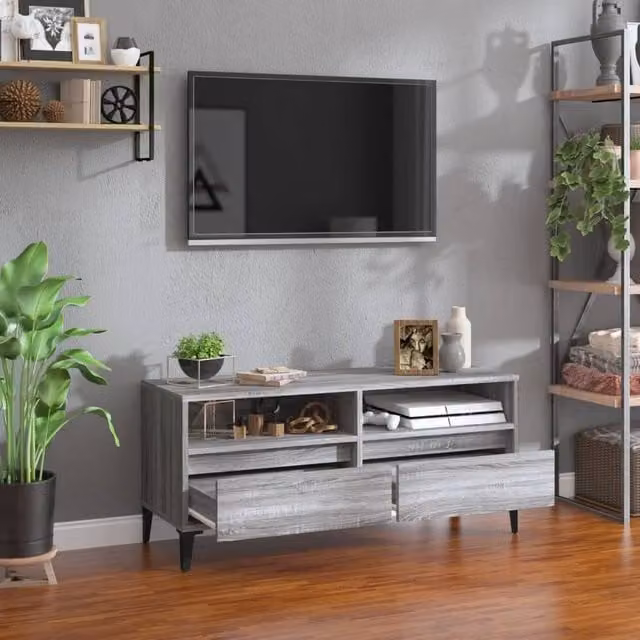 Berkfield Home Grey Sonoma TV Cabinet in Engineered Wood W/D/H: 100 x 34.5 x 44.5 cm – 1