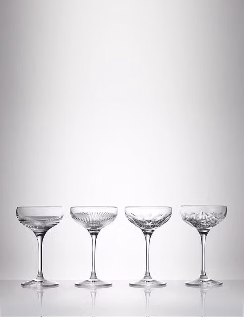 Waterford Set of 4 Clear Crystal Mixology Cocktail Coupe Glasses