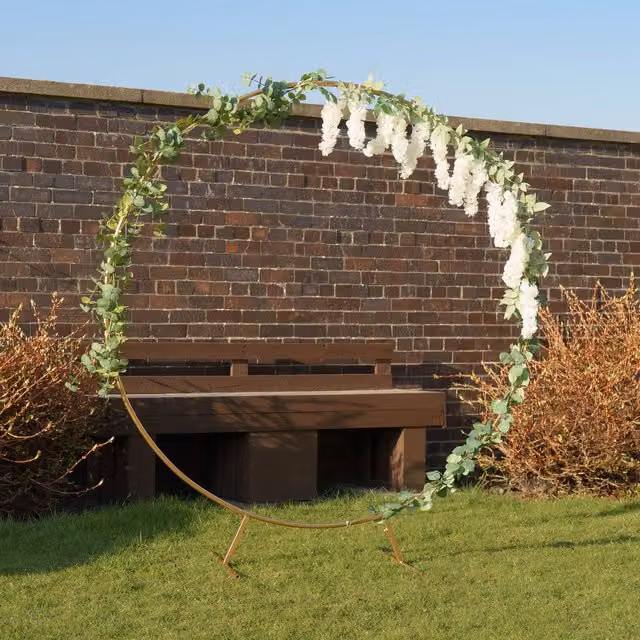 Scottish Everlastings Ltd Gold Round Freestanding Metal Arch Frame, Height: 180 cm – 1