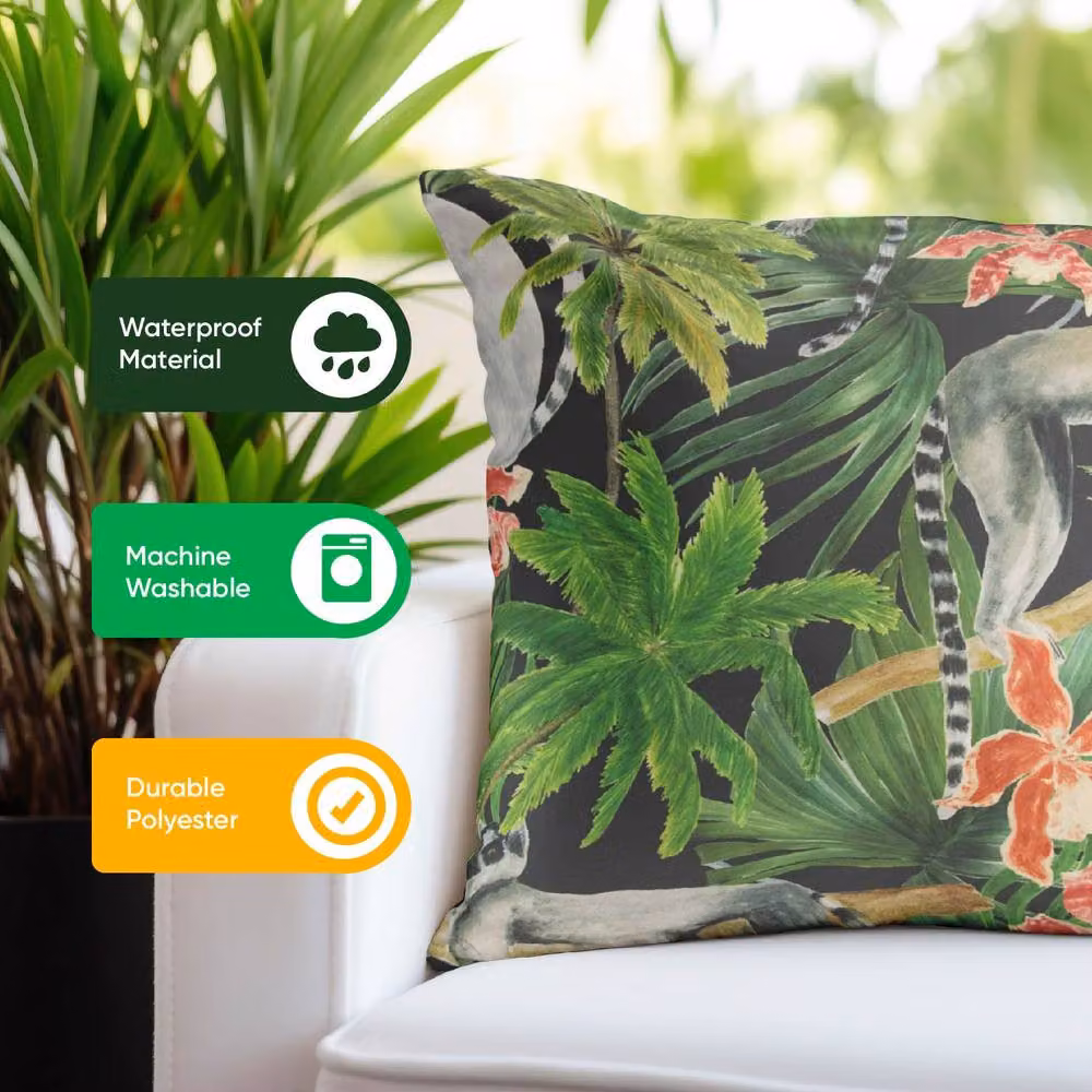 Gardenwize Pack of 2 Multicolour Lemur Printed Outdoor Scatter Cushions with Removable Washable Covers – 5