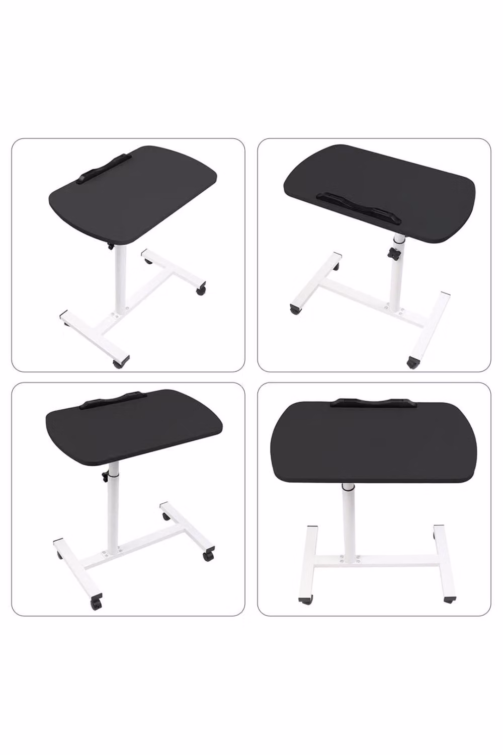 KDMD Adjustable Overbed Table with Tilting Top and Castors in Black – 3