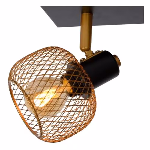 Lucide Maren Retro Dimmable Twin Ceiling Spotlight in Gold/Brass with 2 x E14 Sockets – 5