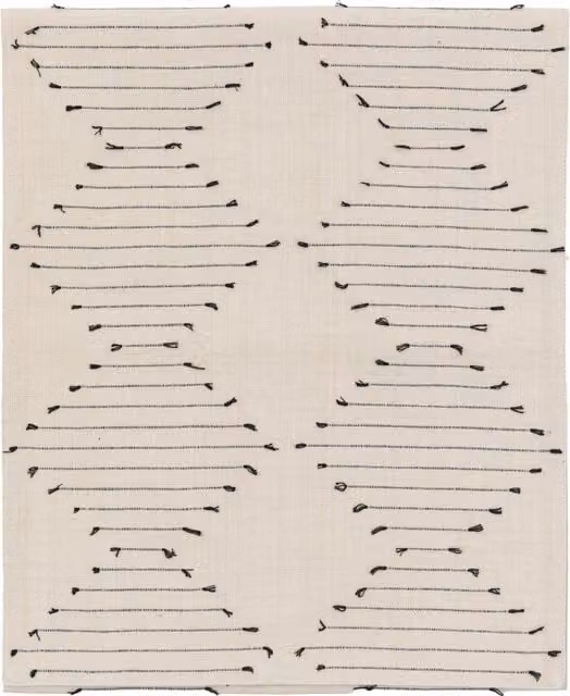 Terrys Graphic Table Runner in White and Black, Half Linen and Cotton, W: 36 cm x L: 180 cm