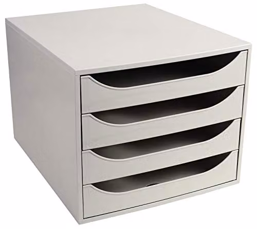Exacompta Office ECOBOX Desktop Drawer Set, 4 Drawers, Grey, W: 34.8 cm, D: 28.4 cm, H: 23.4 cm – 3