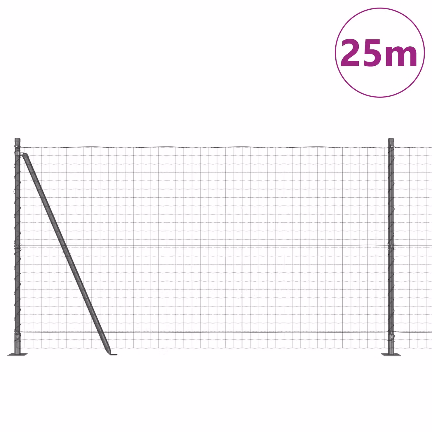 Berkfield Home Euro Fence with 13 Flanged Posts, Galvanised Steel, Silver, H: 120 cm, W: 25 m – 2