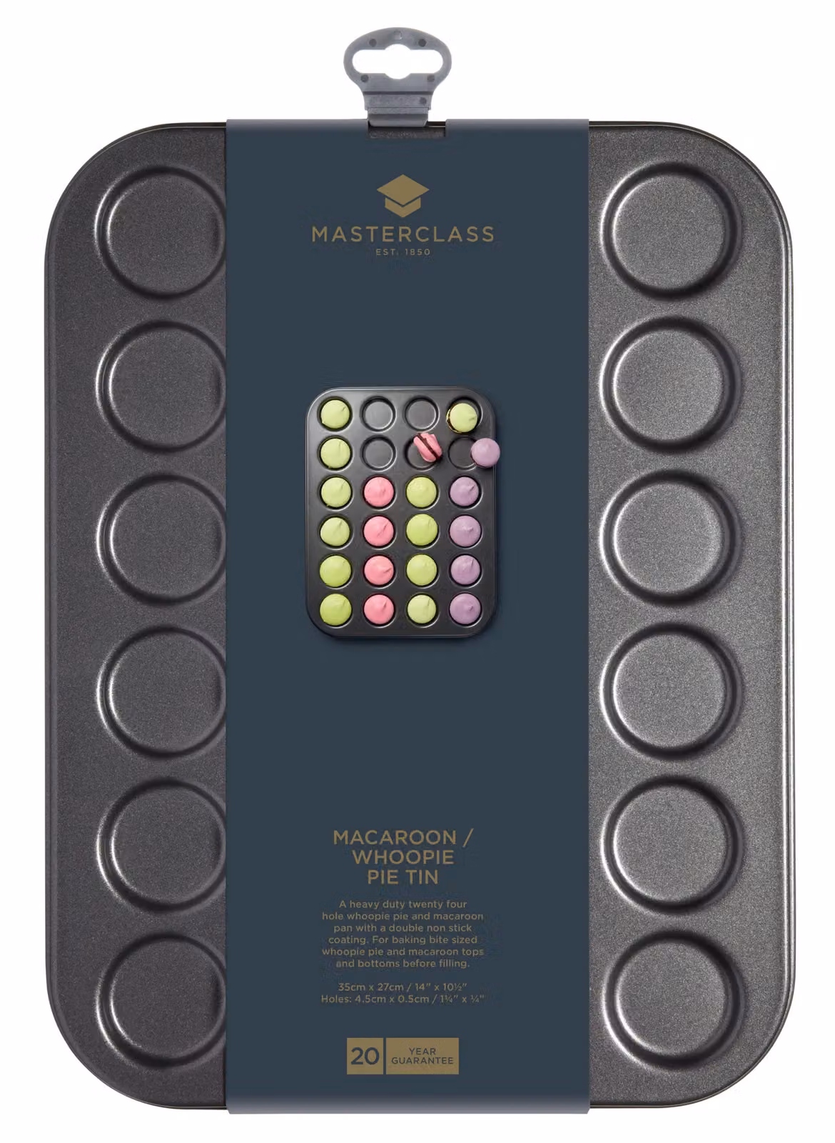 MasterClass Non-Stick Carbon Steel 24 Hole Macaroon Muffin Tray, Grey, W: 35 cm, D: 27 cm – 4