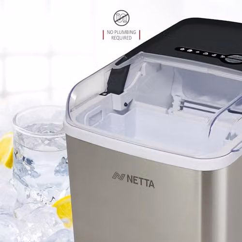 NETTA Ice Maker Machine with 12kg Capacity and 1.8L Tank in Stainless Steel and Black – 5