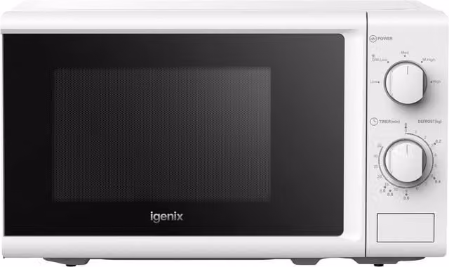 Igenix 20L 800W Manual Solo Countertop Microwave in White – 1