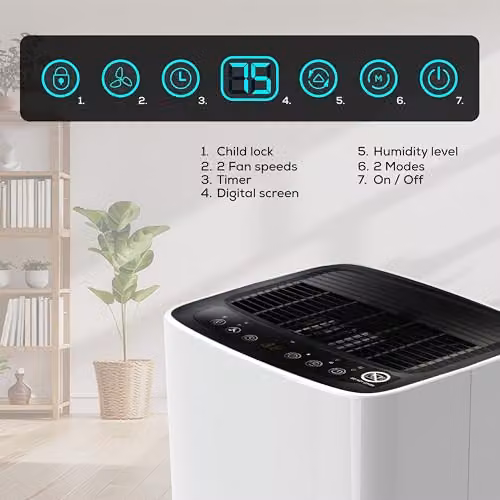 TCP Smart 12L Wi-Fi Dehumidifier with App Control and Continuous Drain, White – 3