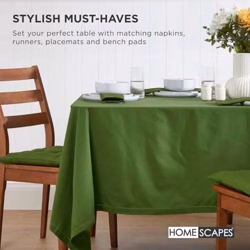Homescapes Luxury Cotton Seat Pad in Dark Olive Green, W/D/H: 40 x 40 x 6.5 cm – 8
