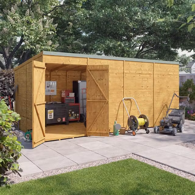 BillyOh Expert Tongue and Groove Pent Wooden Workshop in Brown