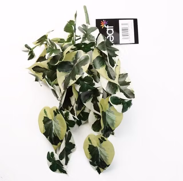 Artificial Hanging Variegated Marble Pothos Plant in Green