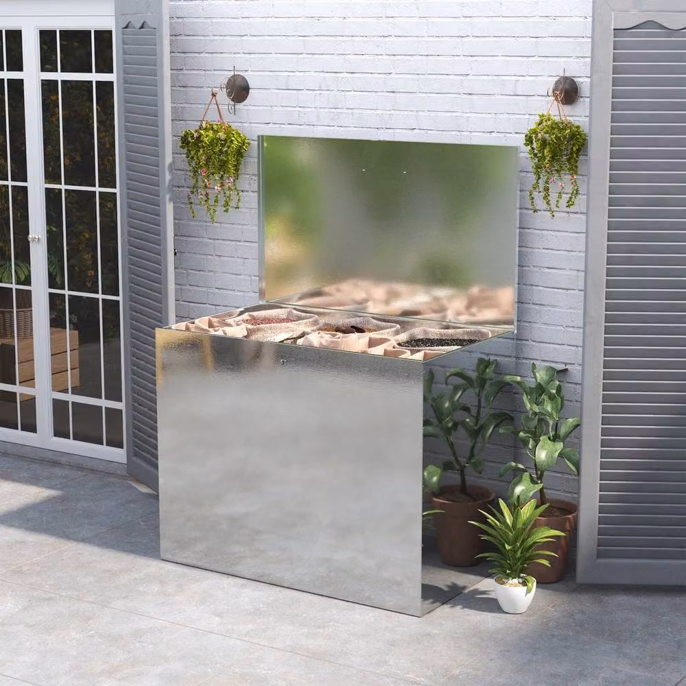 PAWNORA Silver Metal Lockable Outdoor Grain and Cereal Store made from Galvanised Steel – 4