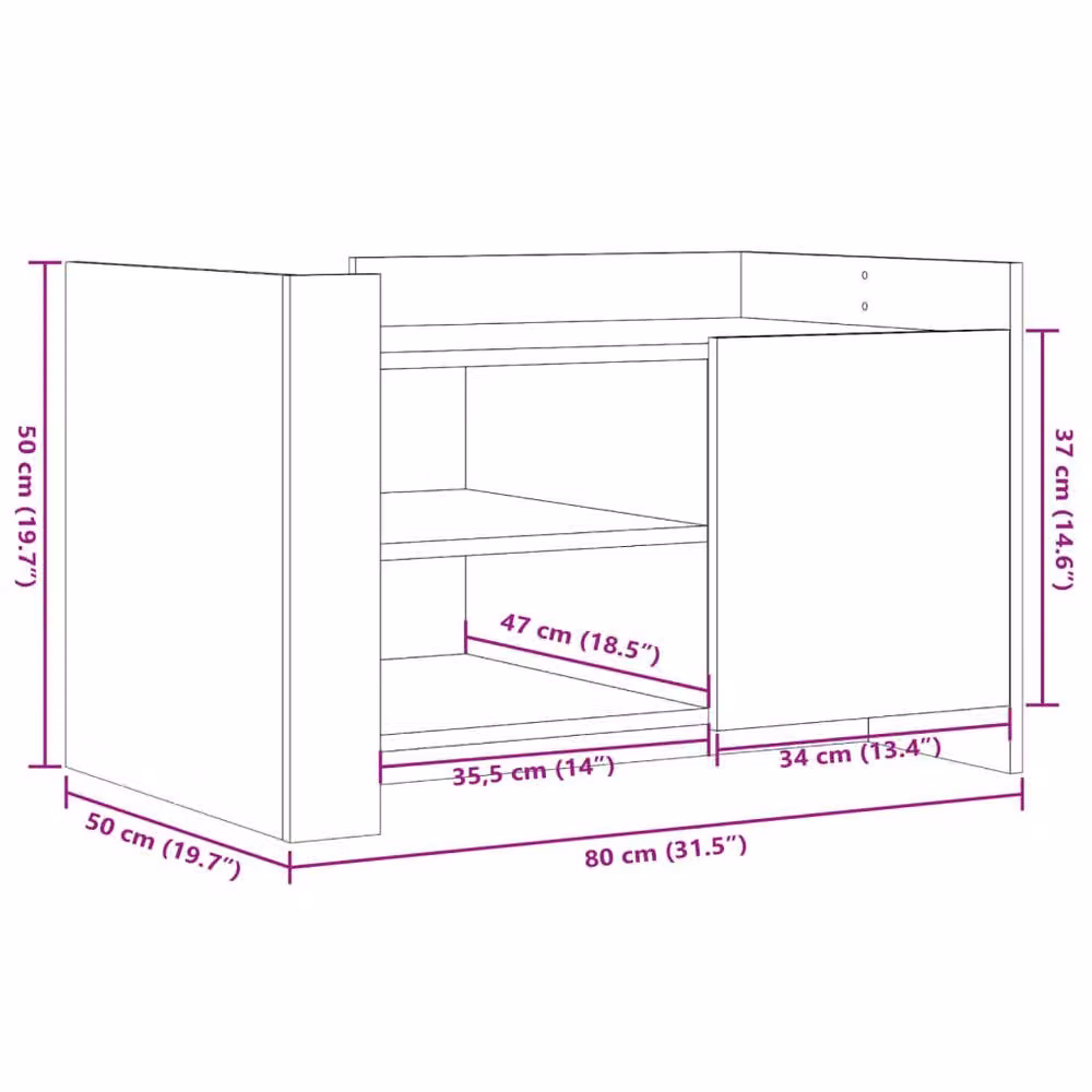 Berkfield Home Brown Oak Coffee Table, W/D/H: 80 x 50 x 50 cm – 5