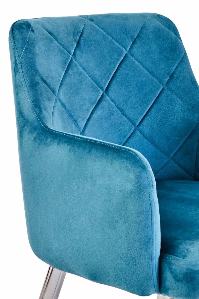 Orsina Tamzin Modern Velvet Dining Chair in Blue with Silver Metal Legs – 5