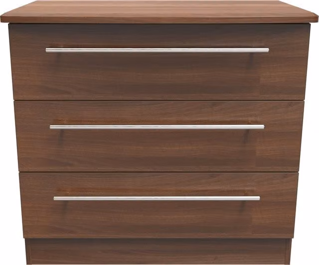 Sherwood Ready Assembled 3 Drawer Chest in Noche Walnut Brown