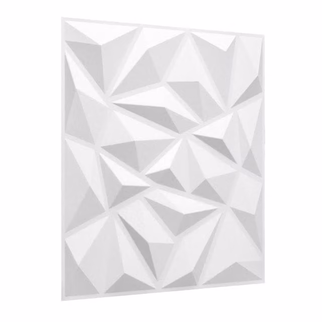 WALPLUS White Geometric 3D Wall Panels in Natural Plant Fibre