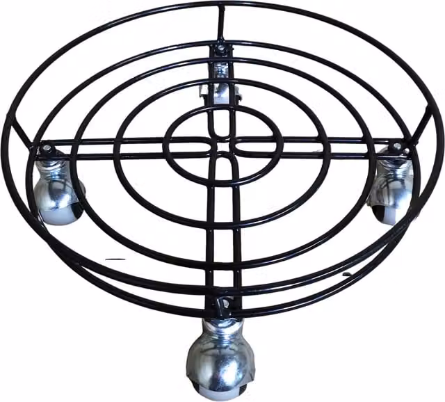 Samuel Alexander Heavy Duty Black Metal Plant Pot Trolley with Castor Wheels, Diameter: 37 cm – 1