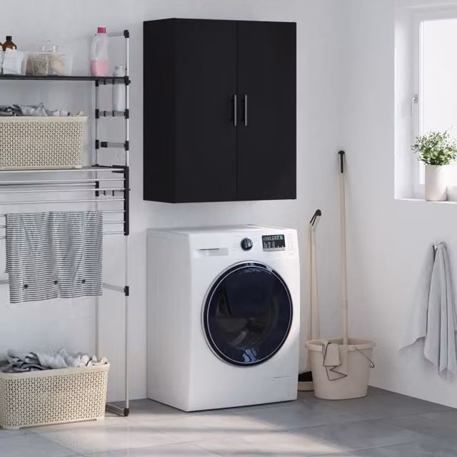 Berkfield Home Wall Mounted Cabinet in Black, W/D/H: 69.5 x 34 x 90 cm