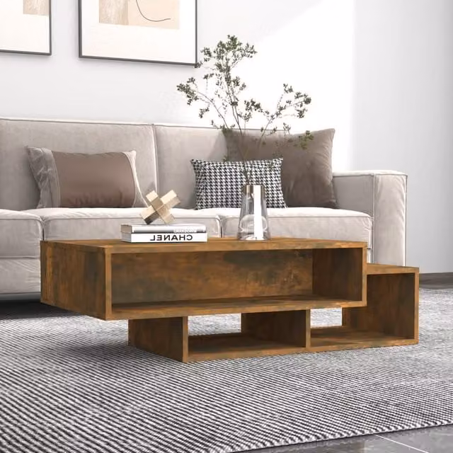 Berkfield Home Smoked Oak Coffee Table in Brown, W/D/H: 105 x 55 x 32 cm – 1