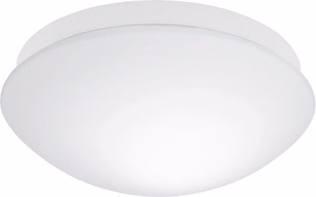 Loops White Flush Ceiling Light with Glass Shade, IP44 Rated for Bathrooms, E27 Bulb Compatible