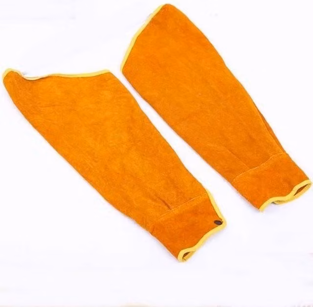 NESTLUNE Leather Welding Work Sleeves in Orange, Size 10