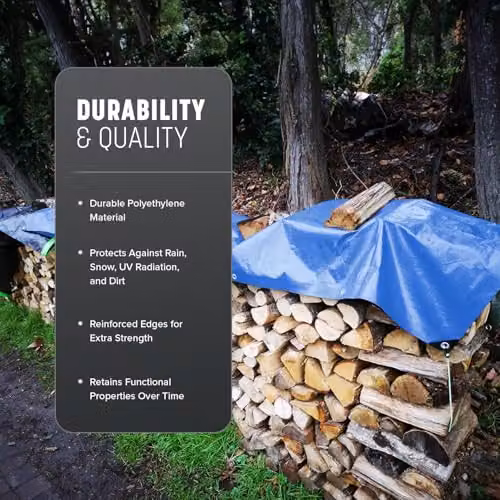 Keplin Waterproof Tarpaulin Cover Sheet, Blue, 2 x 3 m – 5