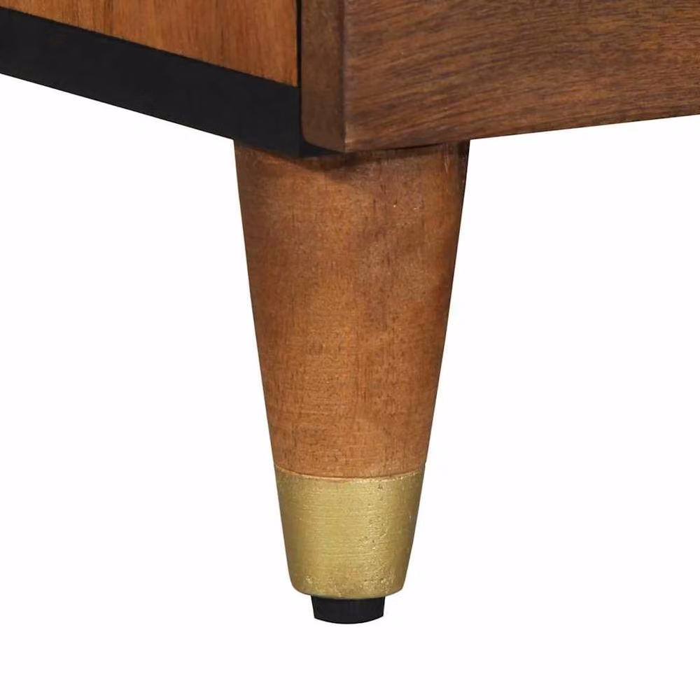 Berkfield Home Modern Mango Wood TV Cabinet in Brown and Gold, W/D/H: 70 x 33 x 46 cm – 6