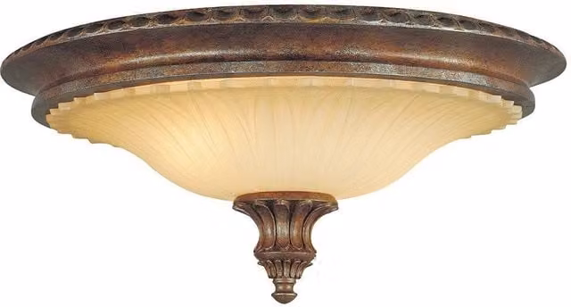 Netlighting Stirling Castle 2 Light Flush Mount Ceiling Light in British Bronze and Brown with E27 Fitting