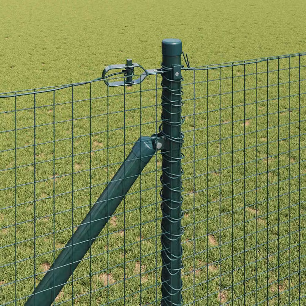 Berkfield Home Green Steel Welded Wire Fence with 7 Spike Posts, W: 10 m, H: 1.4 m – 3