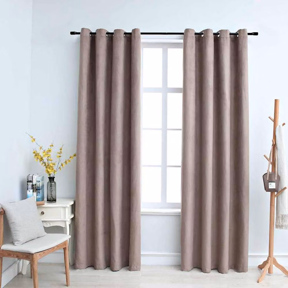Berkfield Home Elegant Blackout Curtains with Eyelets, 2 Pack, Taupe, W: 140 cm, H: 175 cm – 2