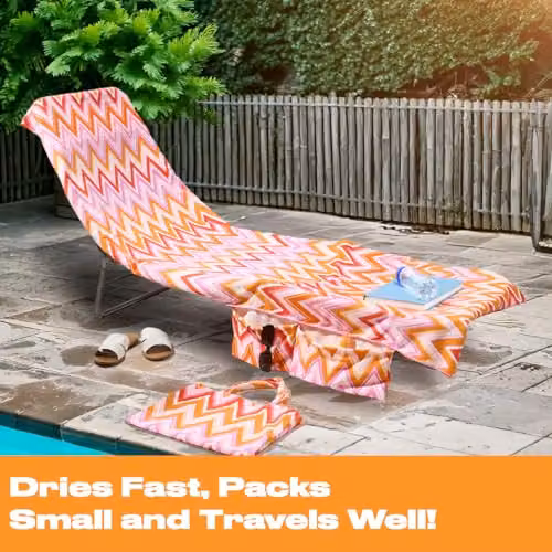 OHS Microfibre Quick Dry Beach Towel in Orange Multicolour, W: 75 cm – 2