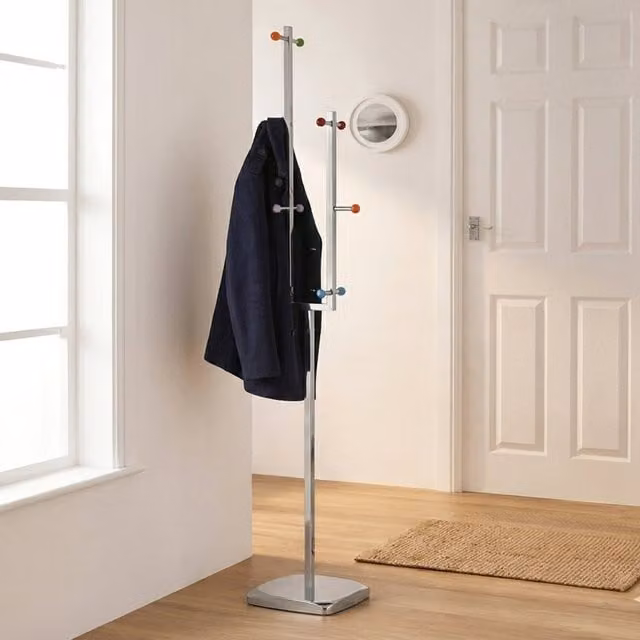 Premier Housewares Modern Post Tree Coat Stand with Multicolour Ceramic Balls and Metal Frame in Grey – 1