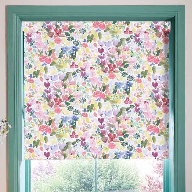 Bluebellgray Flora Blackout Made To Measure Roller Blind in Cerise Multicolour