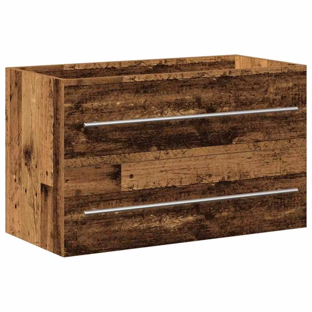 Berkfield Home Beautiful Bathroom Sink Cabinet with Built-in Basin in Brown Old Wood Engi – 3