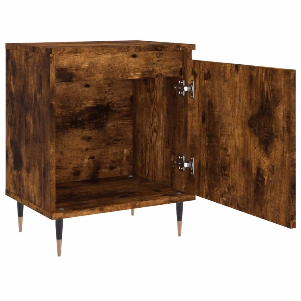 Berkfield Home Set of 2 Smoked Oak Bedside Cabinets in Brown, W/D/H: 40 x 30 x 50 cm – 4