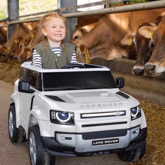 Xootz Land Rover Defender Electric Ride-On Car with Light and Sound, White
