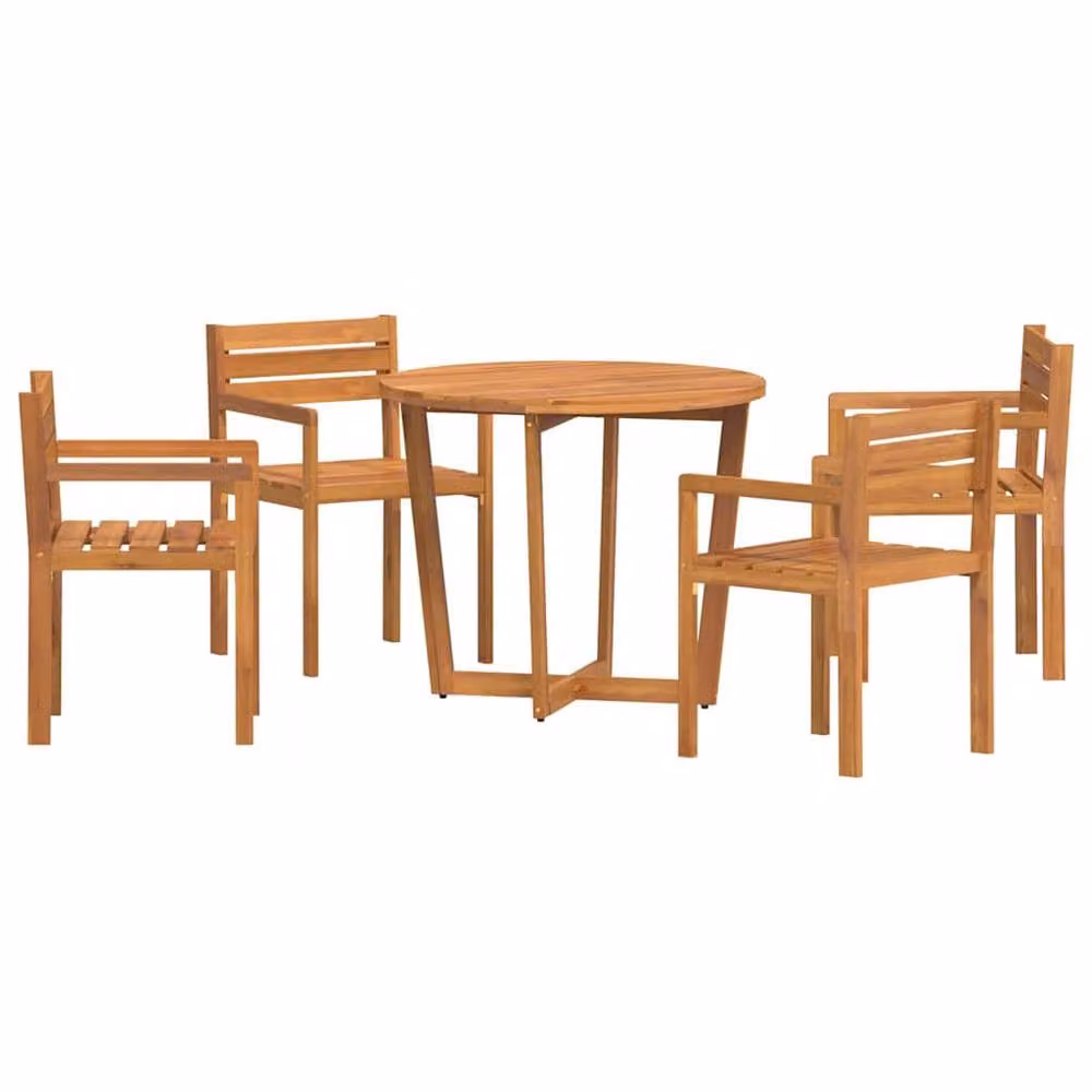 Berkfield Home 5 Piece Garden Dining Set in Brown Oiled Solid Acacia Wood – 2