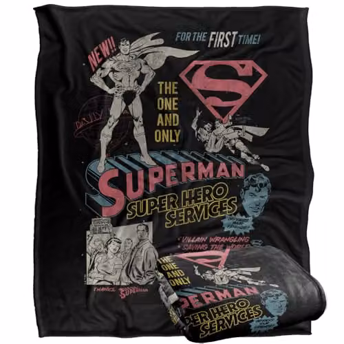 Warner Bros. Superman Superhero Services Silky Touch Super Soft Fleece Throw Blanket, W: 152 cm, D: 127 cm – 1