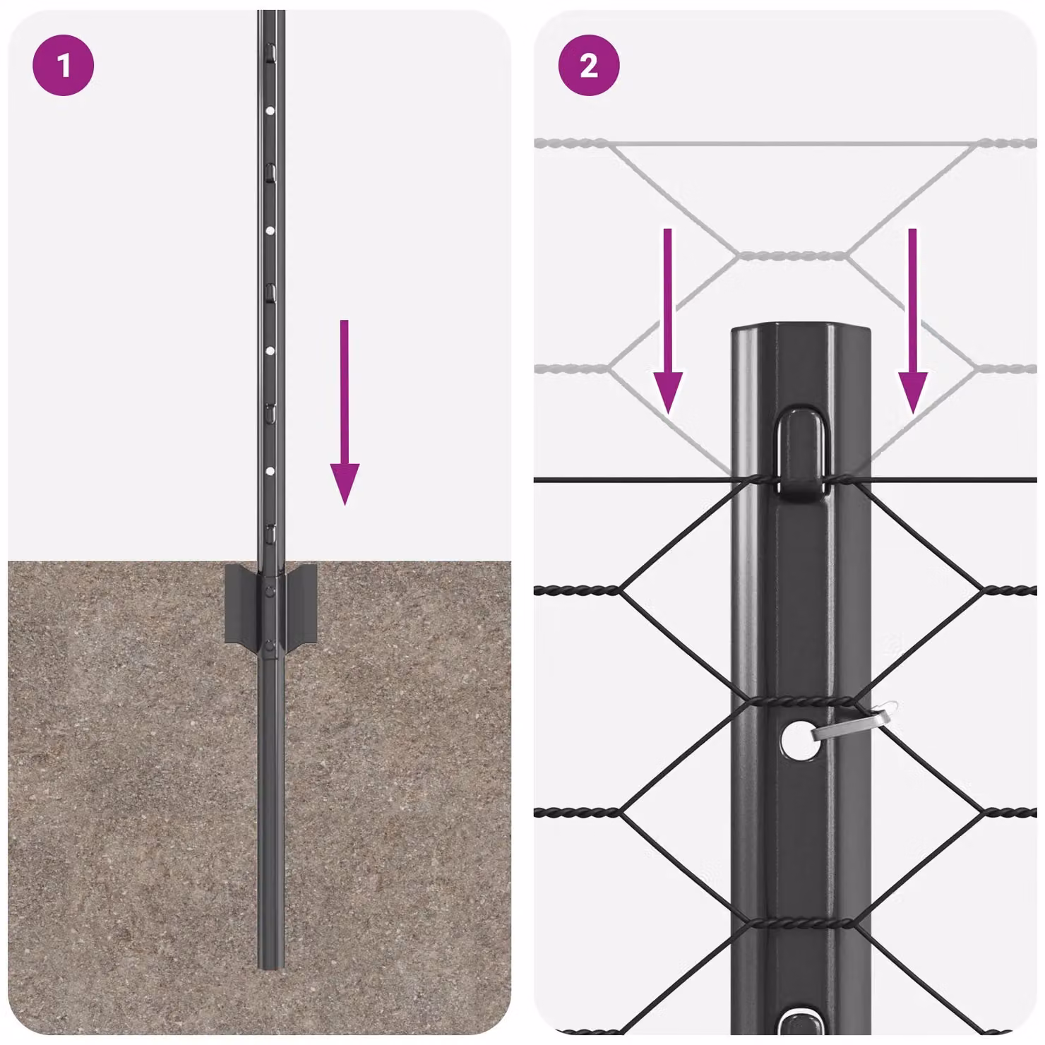 Berkfield Home Grey Steel U-Channel Fence Posts and Hexagon Steel Fence Set – 4
