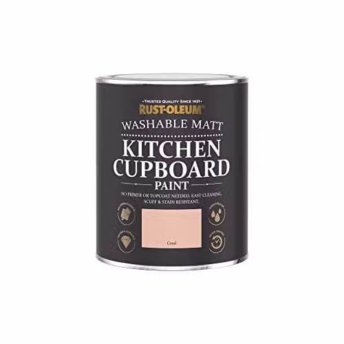 Rust-Oleum Pink Kitchen Cupboard Paint in Matt Finish, Coral, 750ml – 3