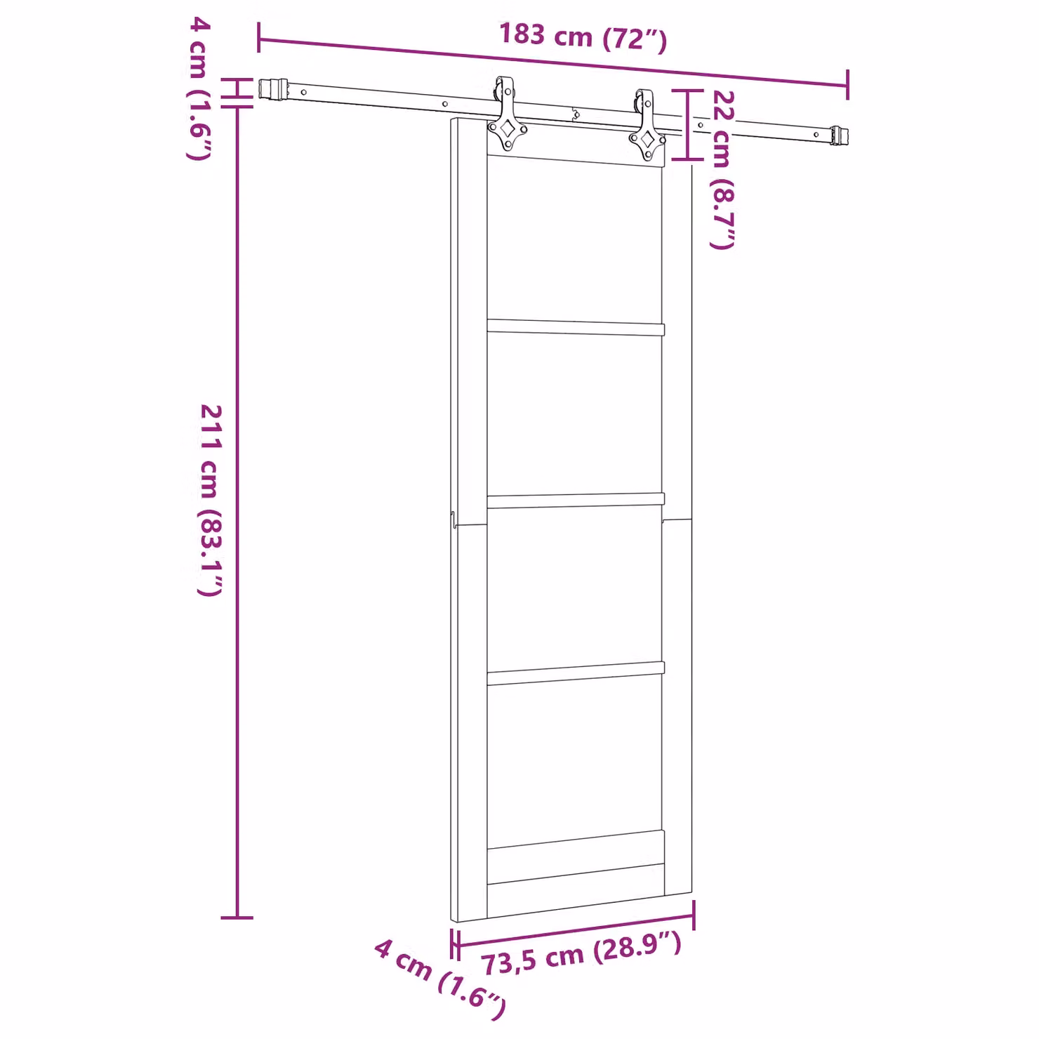 Berkfield Home Minimalist Lacquered Sliding Wood Door with Hardware Set in Beige, W: 73.5 cm, H: 211 cm – 2