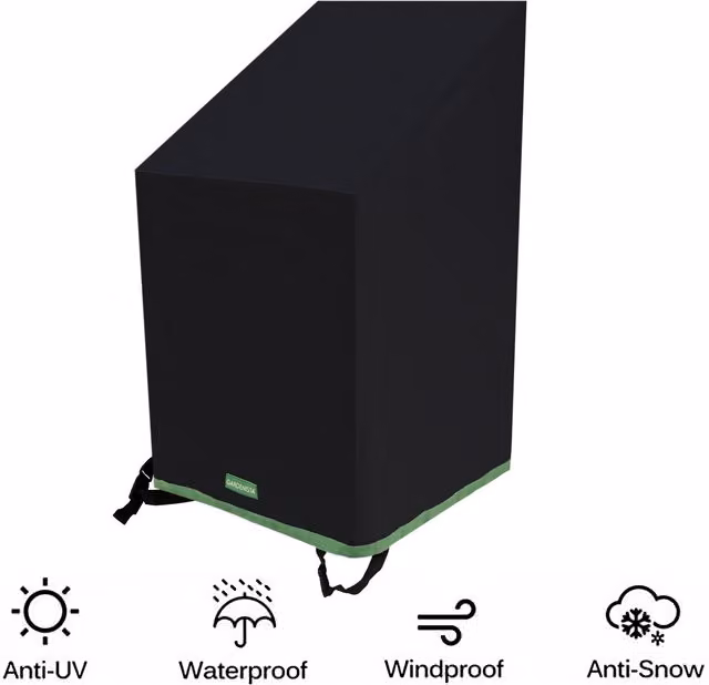 Gardenista Waterproof Polyester Dining Chair Cover in Black and Silver with Elastic Band