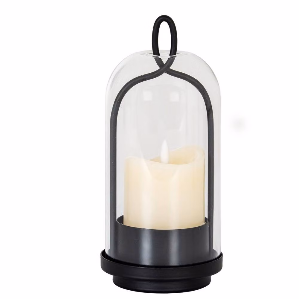 Lemon Pavilion Furniture and Decor Nyx Medium Candle Holder with Glass Cloche, Black, W: 10 cm, D: 10 cm, H: 19 cm – 2