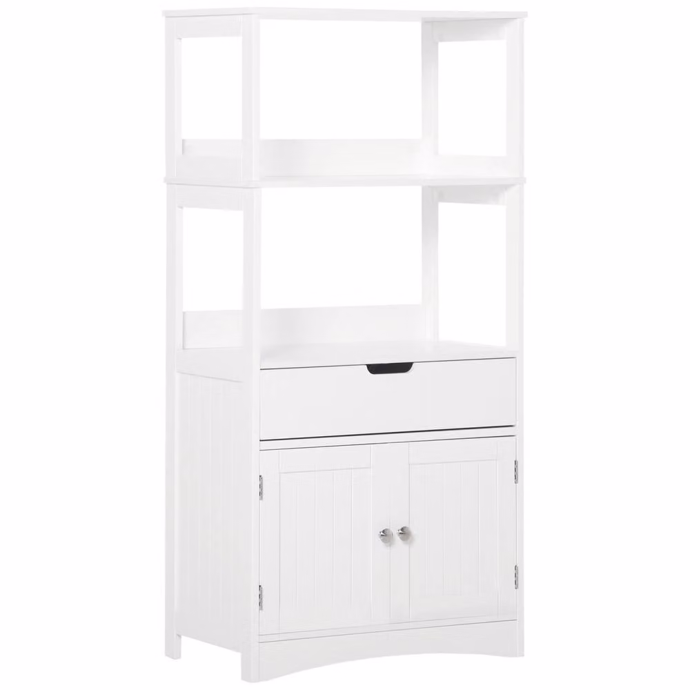 Wyld Haus Disarike White Freestanding Lacquered MDF Storage Cabinet with Hinged Doors and Internal Shelves – 2