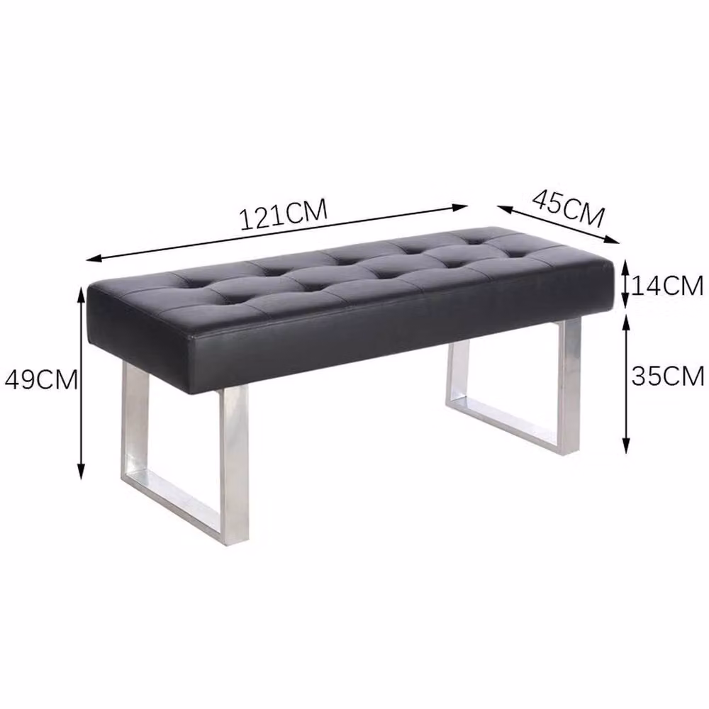 EONLION Black PU Leather Straight Dining Bench, Width: 100 cm – 2