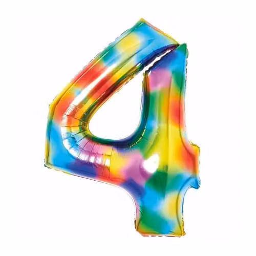Amscan Large Number 4 Hanging Rainbow Decoration in Multicolour for Birthdays and Anniversaries