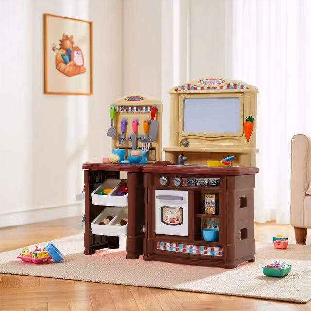 Kidkid Role Play Kitchen Set with Pretend Cooking Toys in Brown
