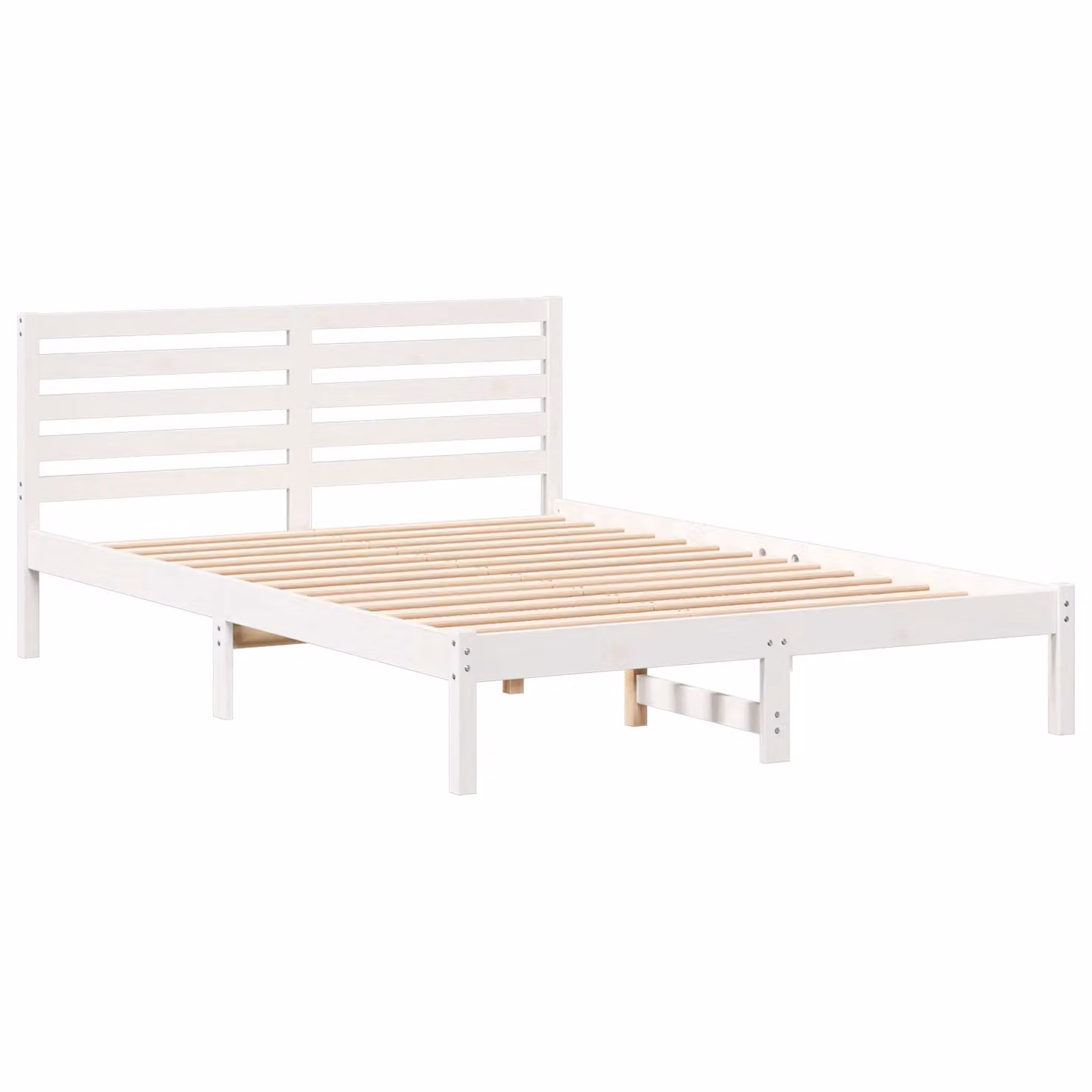 Berkfield Home White Solid Pine Wood Bed with Headboard W/D/H: 140 x 220 x 80.5 cm – 2