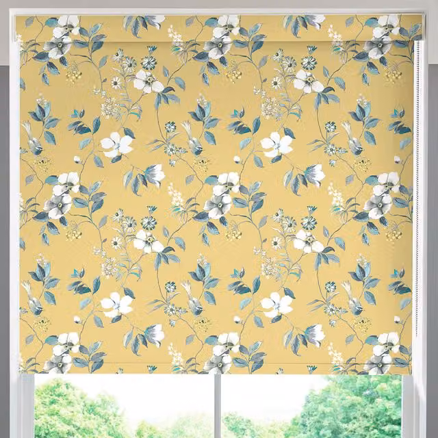 Terrys Yellow Floral Blackout Roller Blind
